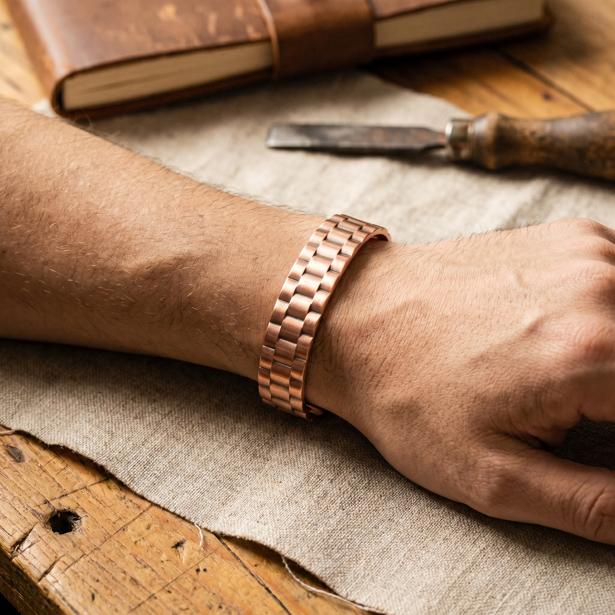 Cobre y Alma Pulsera de cobre para hombre