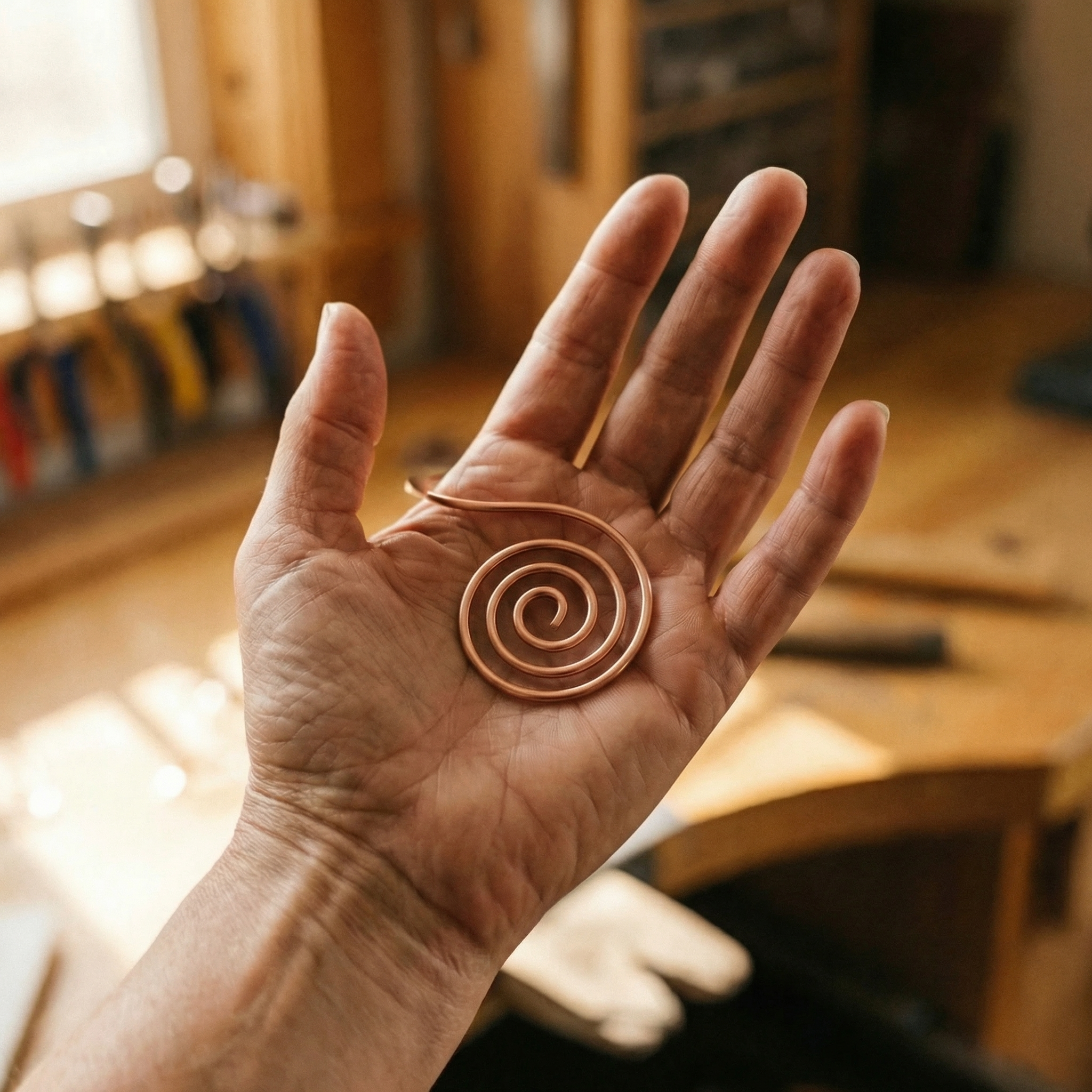 Cobre y Alma Flujo de Alma de Cobre Espiral de Mano de Cobre