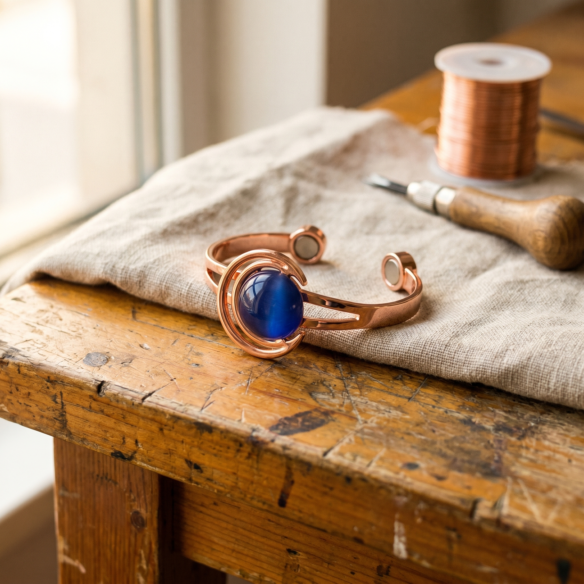 Cobre y Alma Esfera de Cobre Pulsera de Cobre